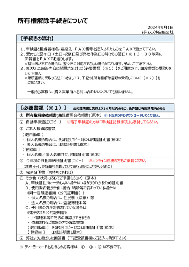 所有権解除手続きについて