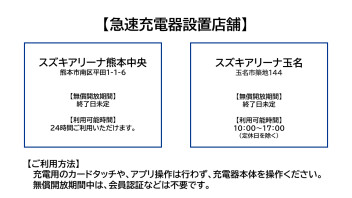 急速充電器　無料でご利用いただけます