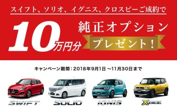 小型車のオプション１０万円引きは今月まで！