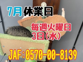 ７月休業日のお知らせ