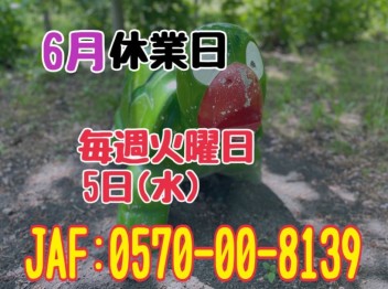 6月休業日のお知らせ
