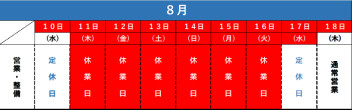 夏季休暇のお知らせ