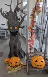 ハロウィンの飾りつけ　始めました