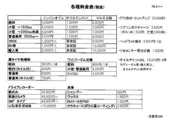 作業料金に関して