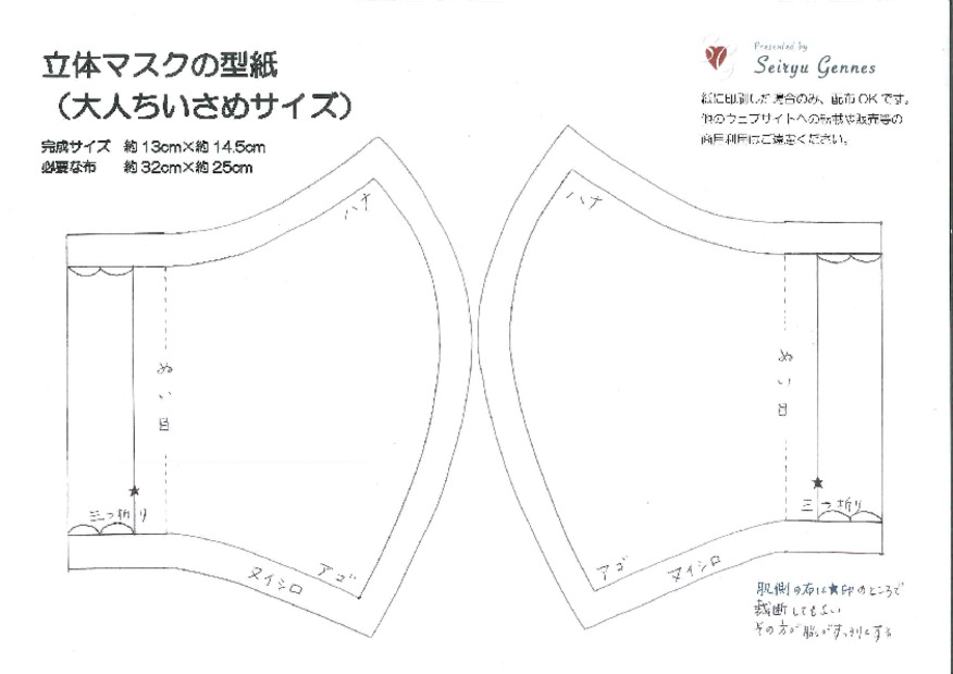 立体マスク　大人ちいさめサイズ