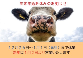 年末年始のお休みについて