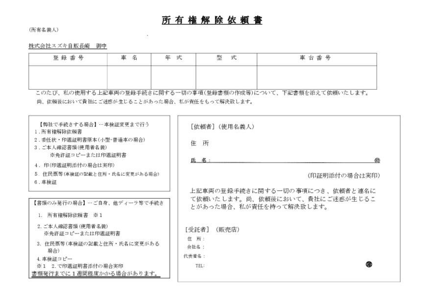 所有権解除について