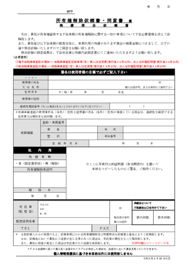 所有権解除について