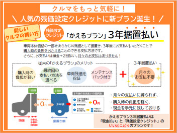 かえるプラン３年据置払いで月々楽々☆