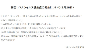 アリーナ豊川八幡　新型コロナウイルス感染者について