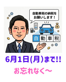 自動車税のお支払いをお忘れなく～(/・ω・)/