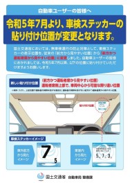 車検ステッカーの貼付け位置について