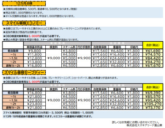 整備料金表