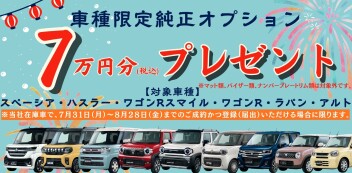 ≪車種限定≫純正オプション☆7万円分☆プレゼント！！