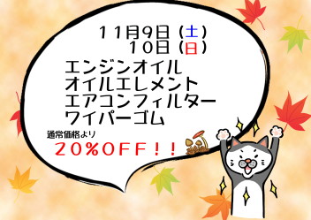 １１月サービスデーのお知らせ♪