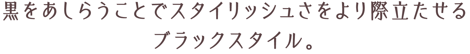 黒をあしらうことでスタイリッシュさをより際立たせる　ブラックスタイル。