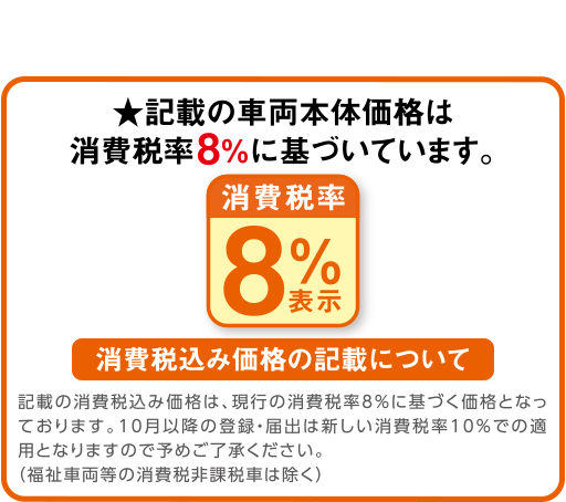 記載の車両本体価格は消費税率8%に基づいています。