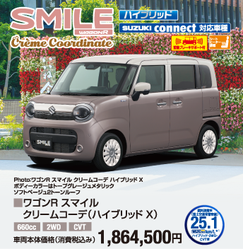 ワゴンRスマイル グリーンコーデ（ハイブリッドX） 車両本体価格税込1,864,500円