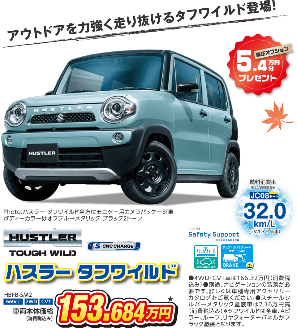 アウトドアを力強く走り抜けるタフワイルドも！『ハスラー タフワイルド』登場！