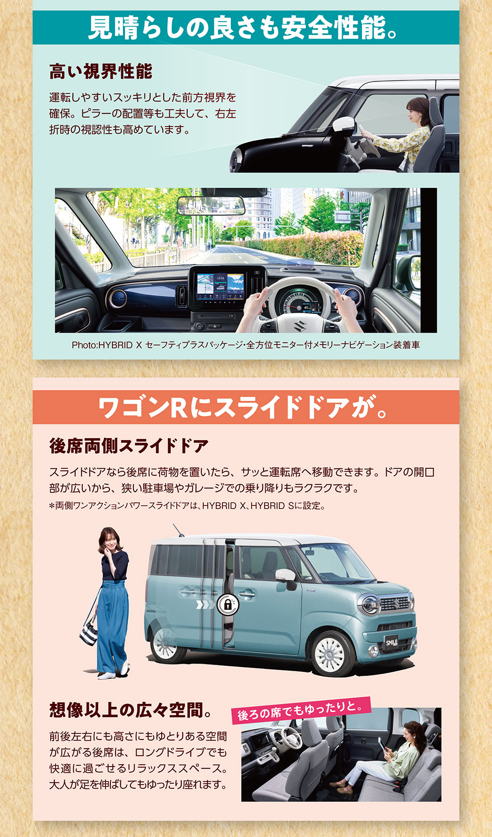 ワゴンRにスライドドア、見晴らしの良さがポイント