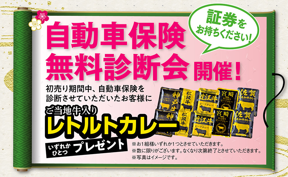 自動車保険無料診断でレトルトカレープレゼント