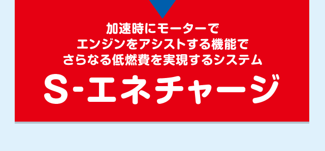 加速時にモーターでエンジンをアシストする機能でさらなる低燃費を実現するシステム「S-エネチャージ」